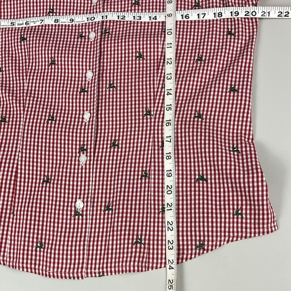 h. moser Salzberg Red Gingham Reindeer Button Front Shirt, Size EU 42/L - Picture 8 of 12